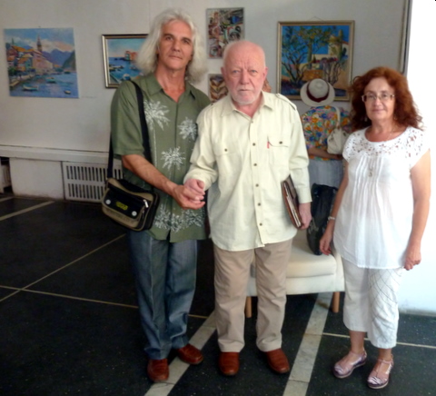 George Radeanu, Vasile Celmare, Cristina Oprisenescu la vernisajul expozitiei "Culorile verii" la Galeria Orizont