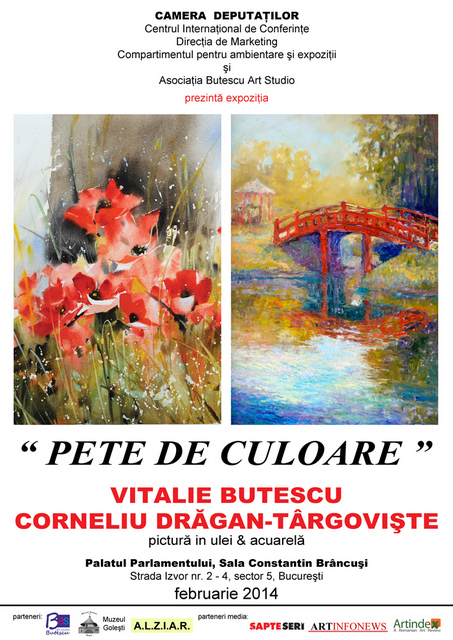 afis expozitie "Pete-de-culoare" - Vitalie Butescu si Ctin Dragan Targoviste 2014