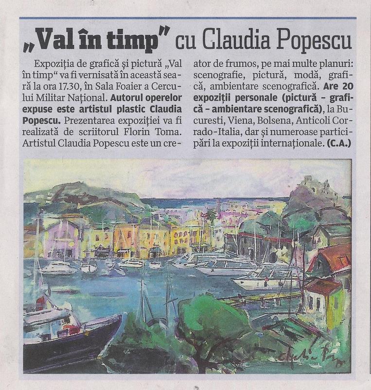 Claudia POPESCU in ziarul "Evenimentul zilei" din 18 august 2015